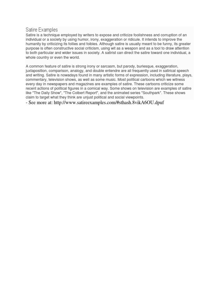 Examples of Effective Satire | PDF | Classics