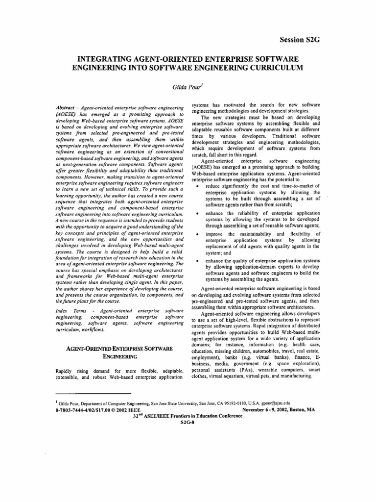 Agent - Based Software Engineering | PDF | Engineering | Component ...