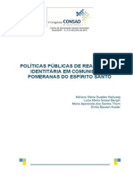 033 Políticas Públicas de Reafirmação Identitária Em Comunidades Pomeranas Do Espírito Santo