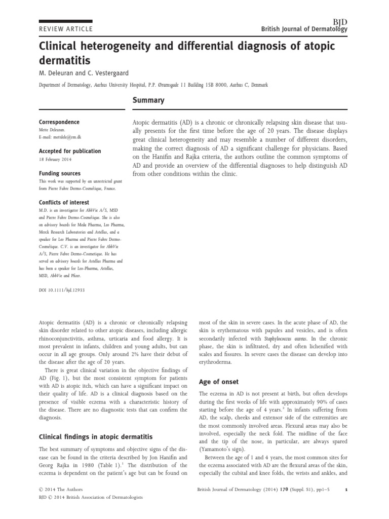 Clinical Heterogeneity and Differential Diagnosis of Atopic Dermatitis