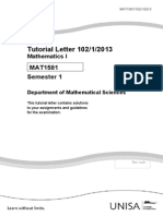 MAT1581 Tutorial Solutions