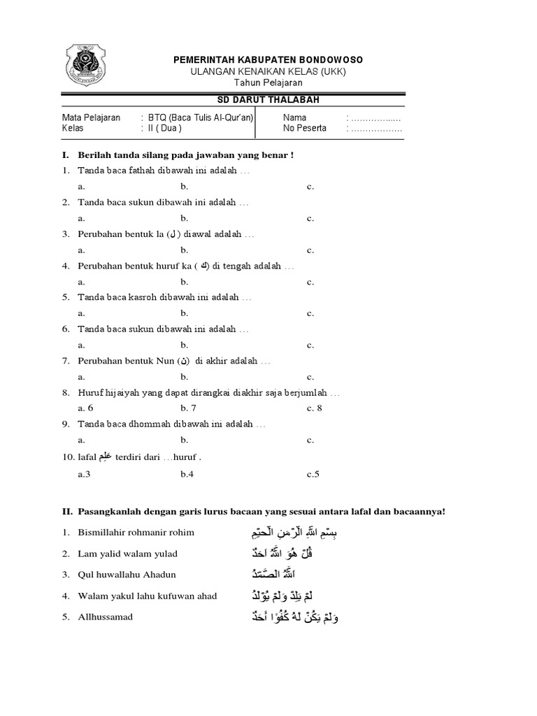 Uas 2 Btq Kelas 2