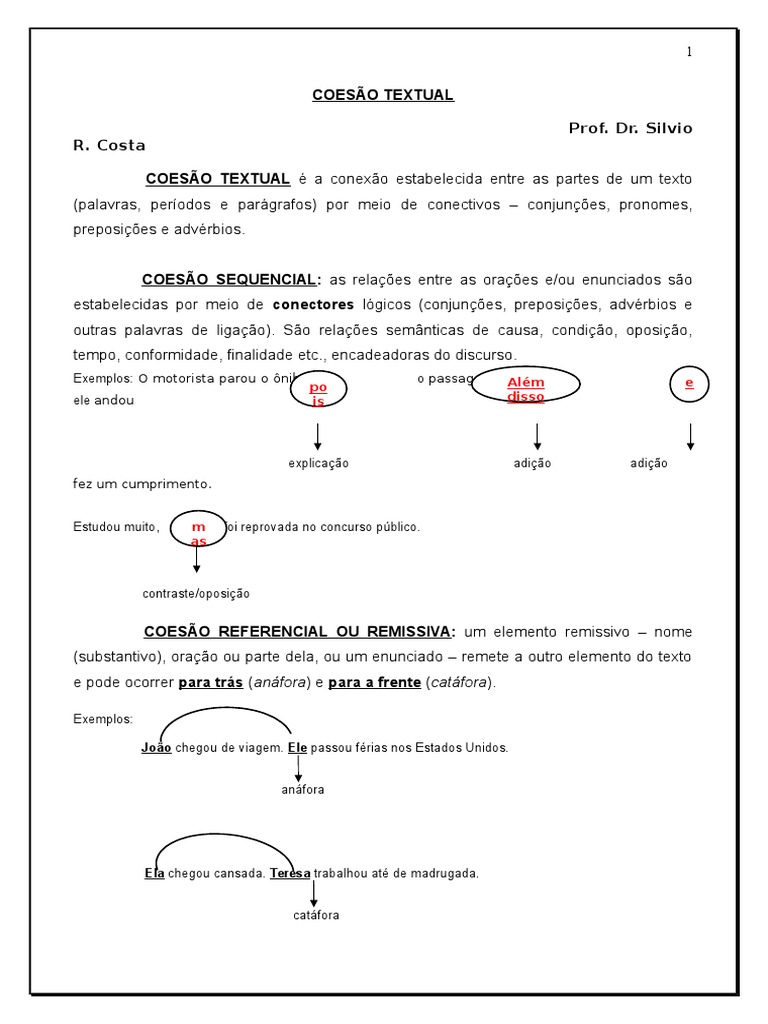 Coesao Textual Referencial e Sequencial I | PDF | Unidades semânticas ...