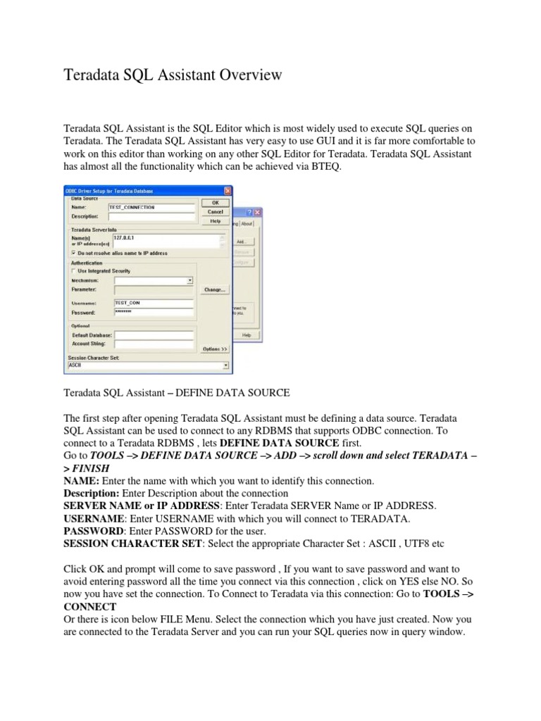 Teradata SQL Assistant Overview: > Finish