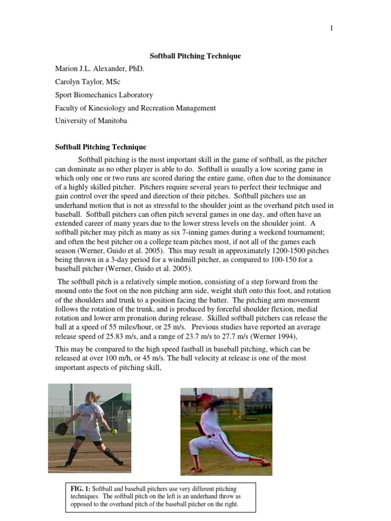 Softball Pitching Anatomical Terms Of Motion Pitcher