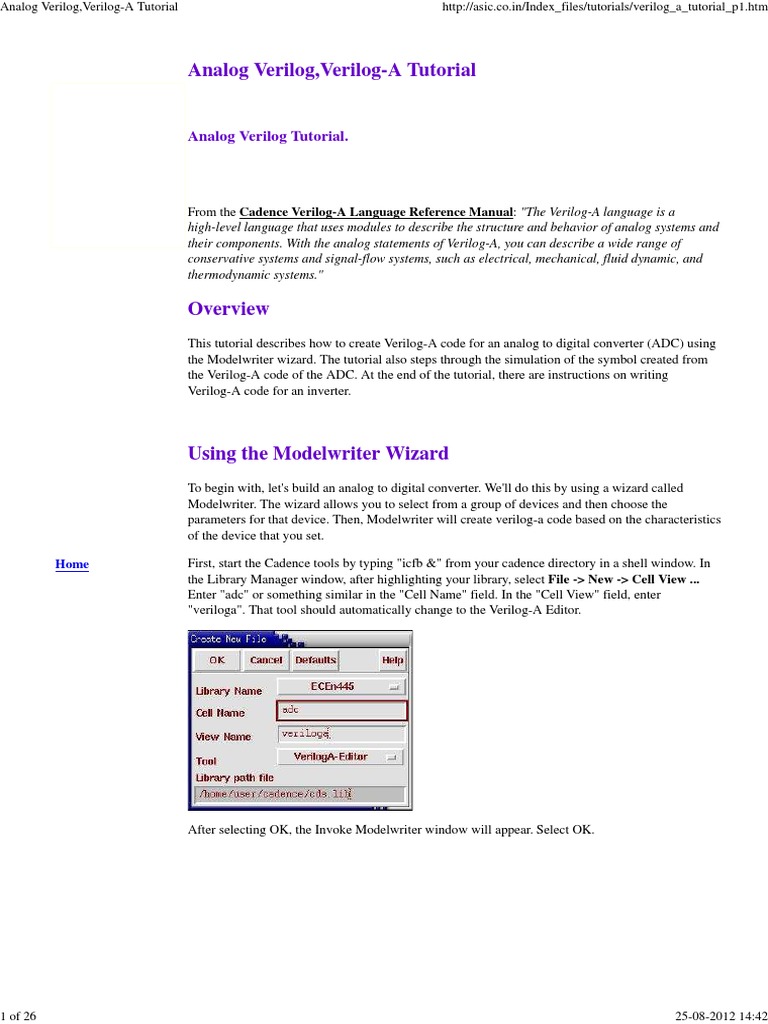 Analog Verilog, Verilog-A Tutorial | PDF | Parameter (Computer ...