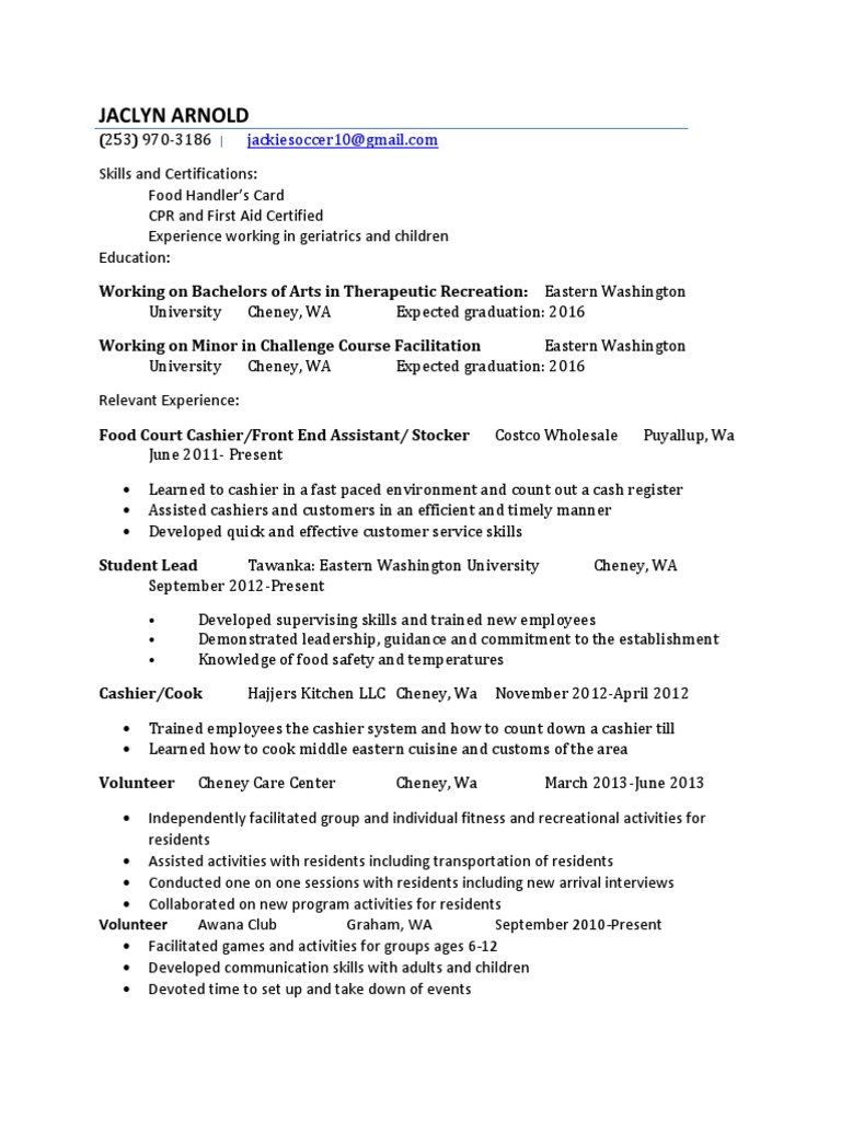 Jaclyn Arnold: Skills & Experience Summary | PDF | Career & Growth