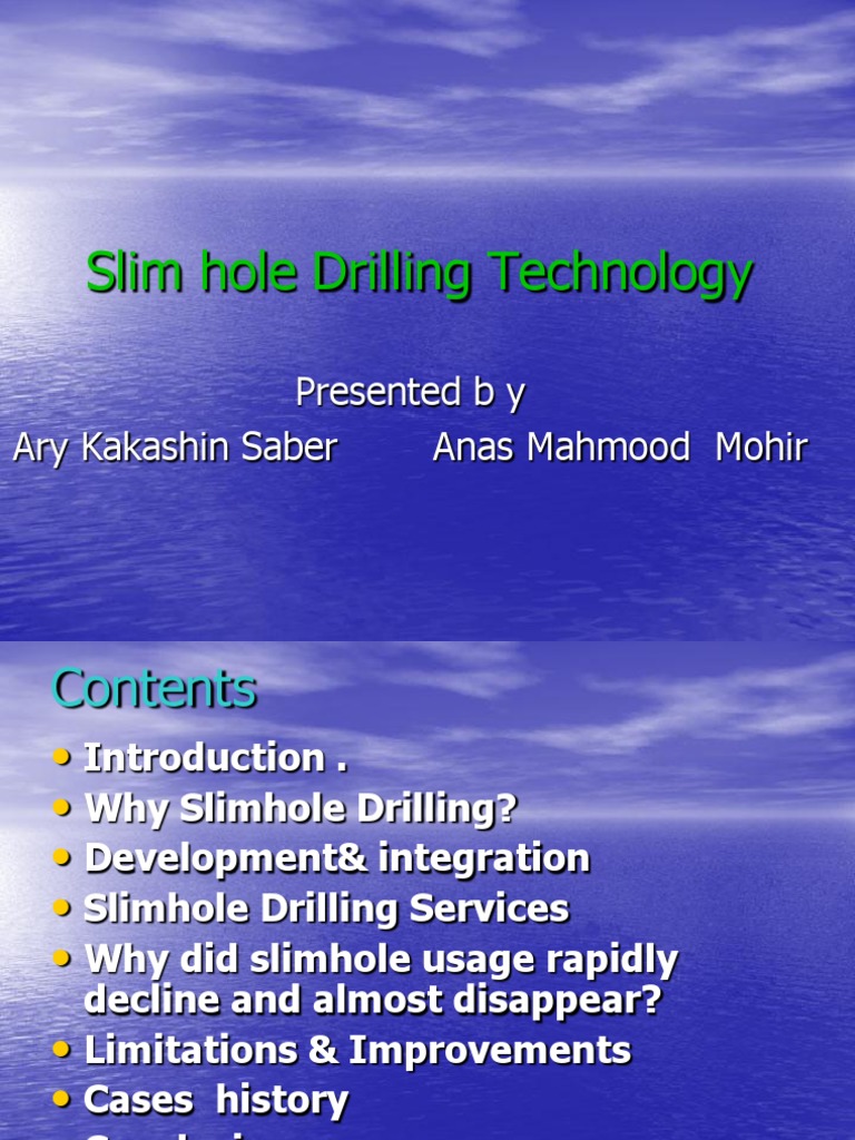Slimhole Drilling: Benefits and Services | PDF | Oil Well | Drilling Rig