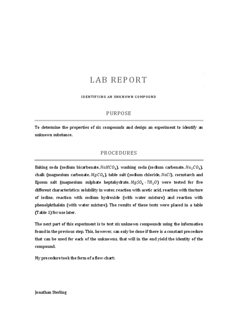 Chemistry lab report solubility