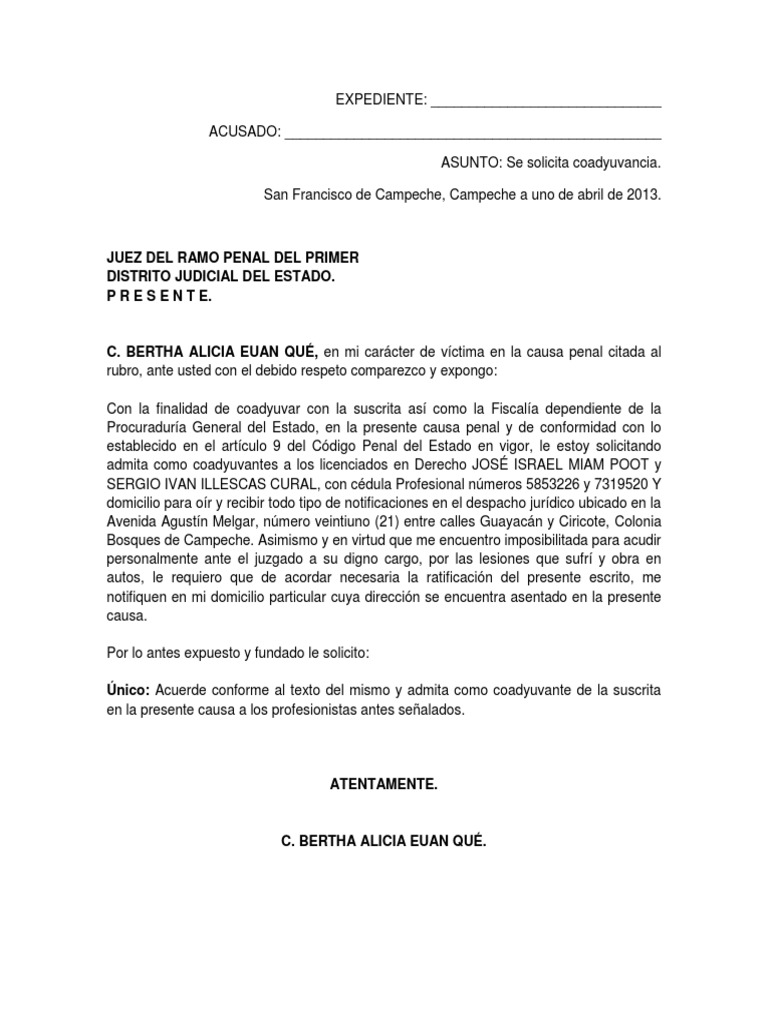 Escrito Coadyuvancia | PDF