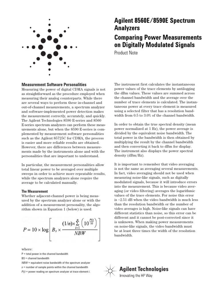 Agilent ACPR Measurements Spec AN59682602E Bandwidth (Signal