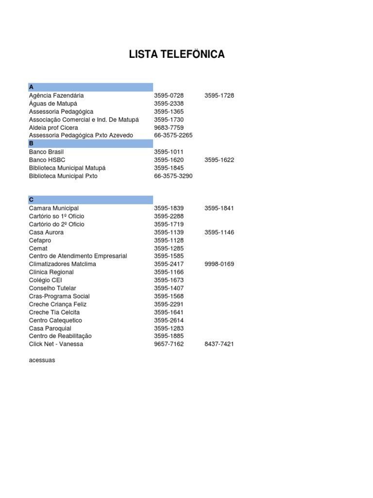 Lista Telefonica | PDF | Turismo e lazer | Hotel e acomodação