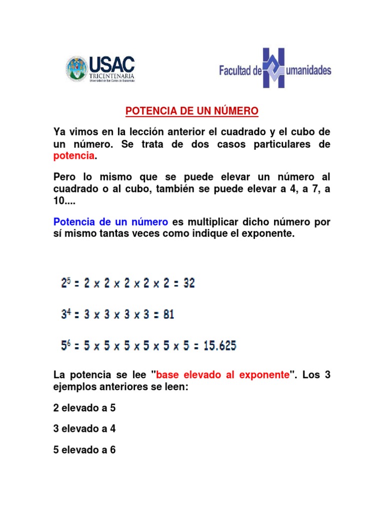 ( 2)elevado A 6 Potencia de Un Número | PDF