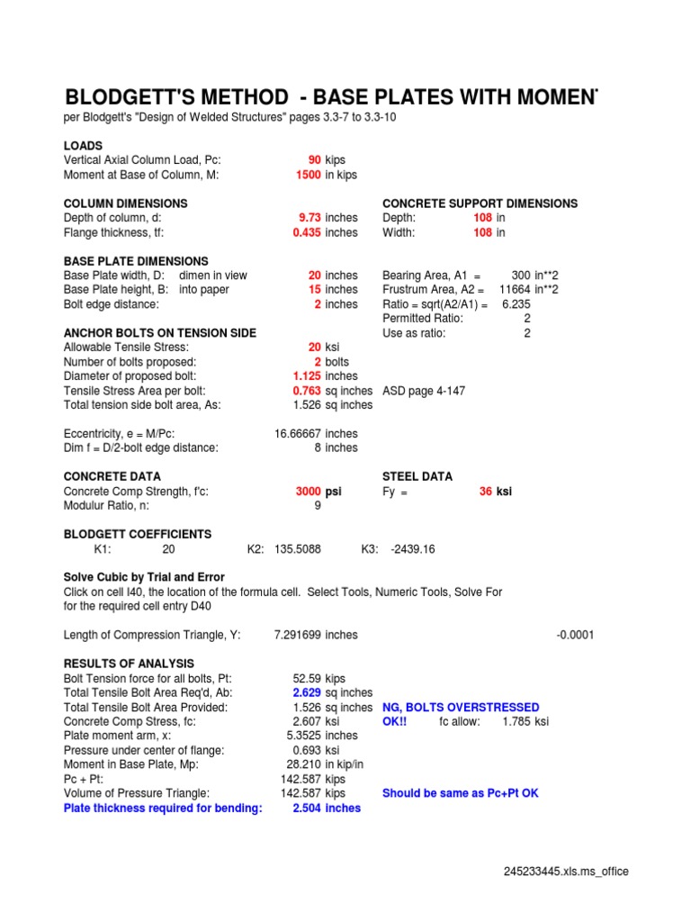 Base Plate Requirements for Steel Columns | PDF | Column | Stress ...