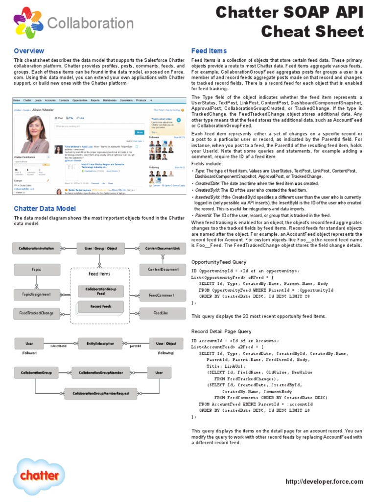 Salesforce Chatter Data Model Cheat Sheet | PDF | Data Model ...