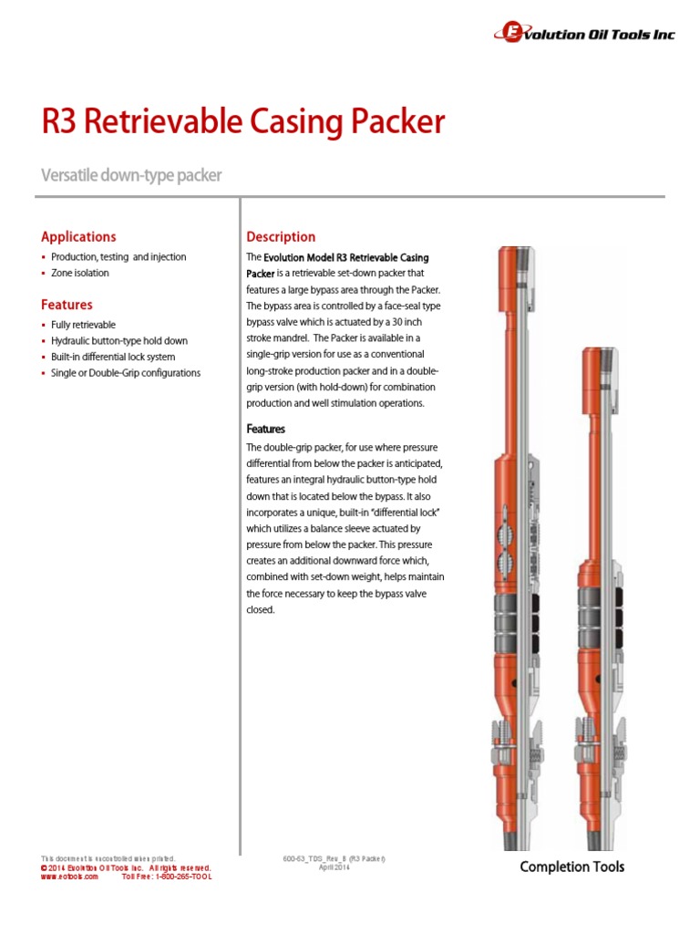 R3 Packer Technical Datasheet | PDF | Valve | Manufactured Goods