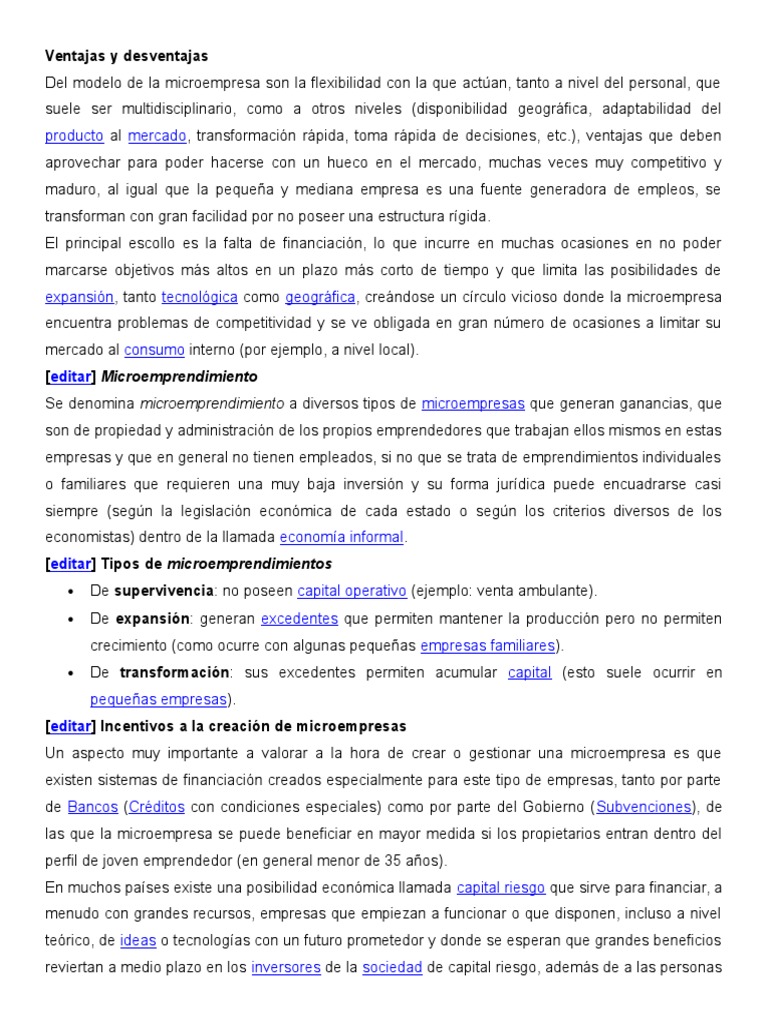 Ventajas y desventajas de microempresas | PDF | Economias | Business