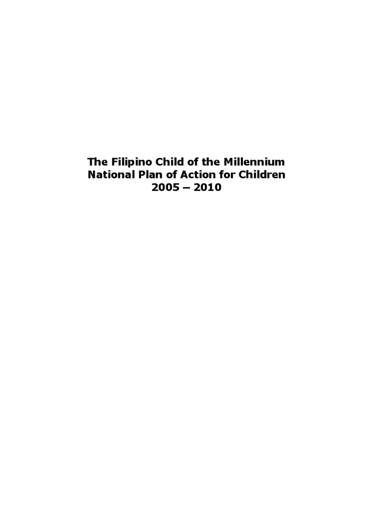 National Plan for Filipino Children 2005-2010 | PDF | Millennium ...