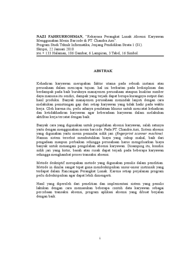 Abstrak Sistem Informasi Absensi Karyawan