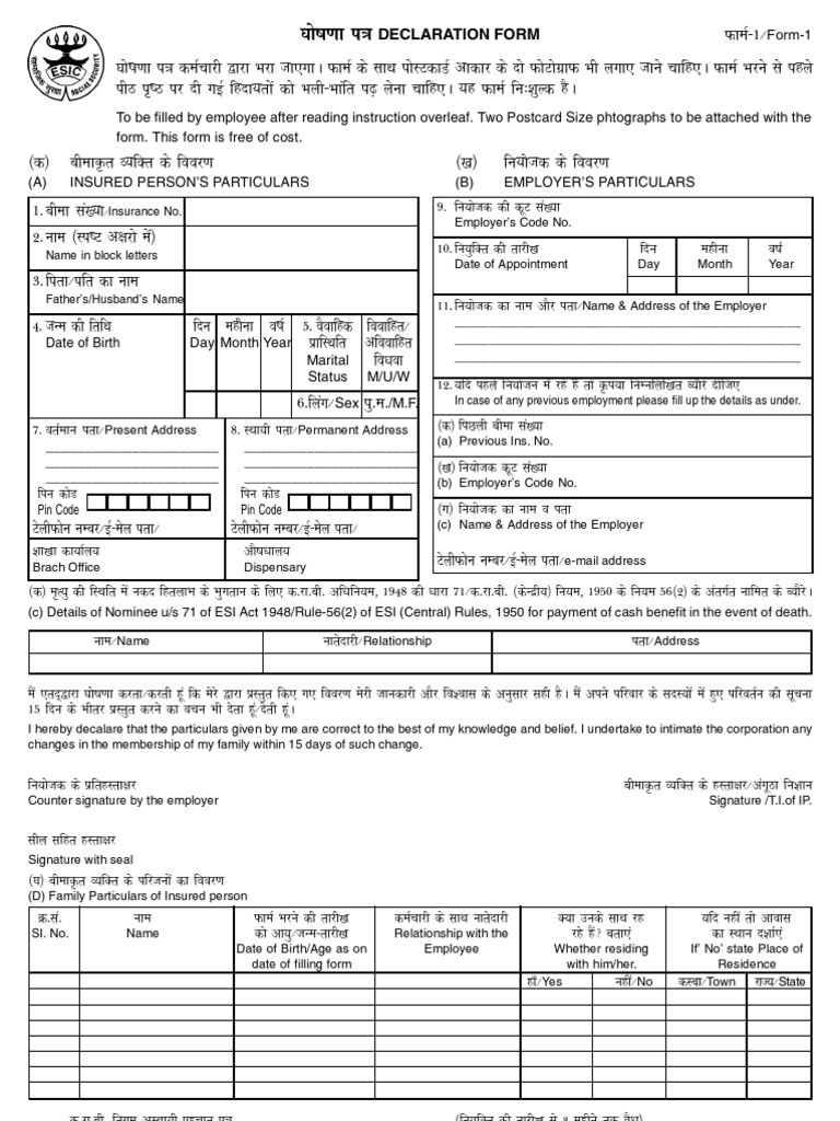 Form-1 Declaration Form | PDF