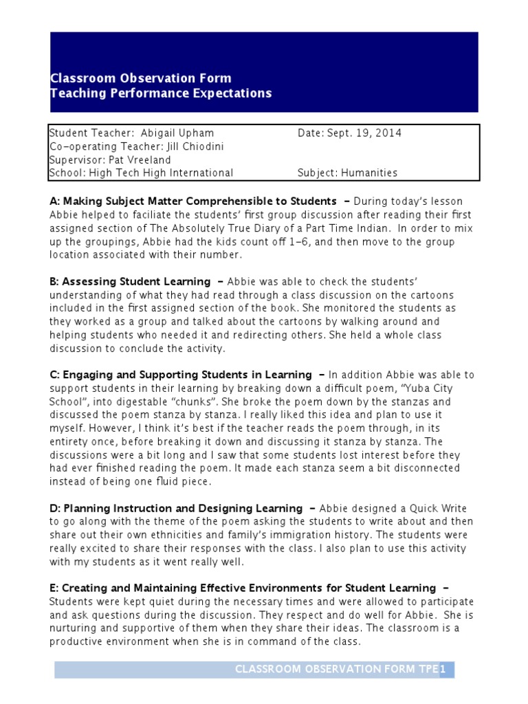 Student Teacher Evaluation Report | PDF | Sharing | Quality Of Life