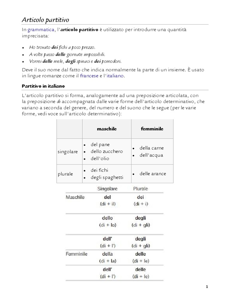 Articolo Partitivo