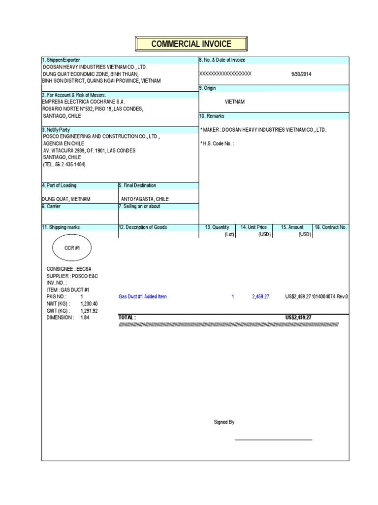 Gas Duct #1 Invoice Details | PDF