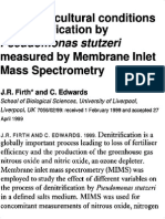 Effects of Cultural Conditions On Denitrification by Pseudomonas Stutzeri Measured by Membrane Inlet Mass Spectrometry