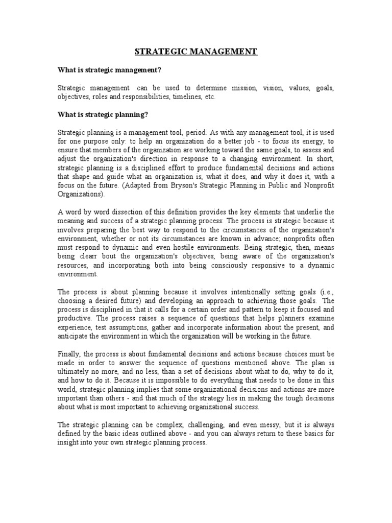 Strategic Management | PDF | Strategic Management | Strategic Planning