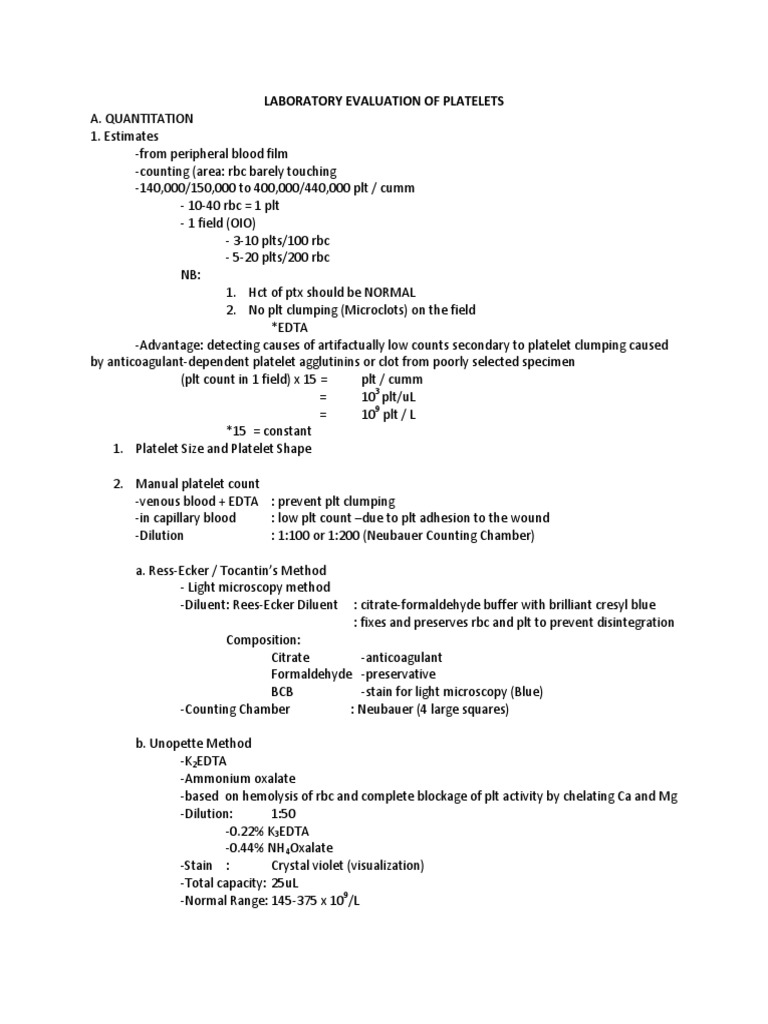 Tocantin’s Method for Platelet Counting | PDF | Platelet | Tissue (Biology)