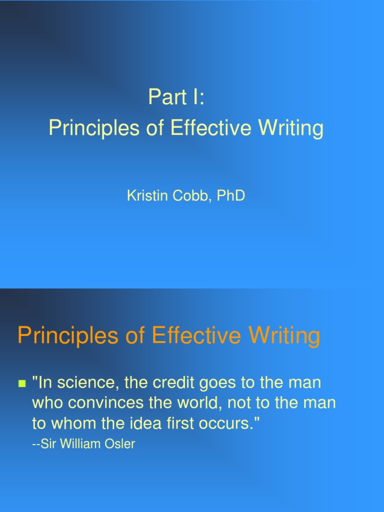 Principles of Effective Writing: Kristin Cobb, PHD | PDF