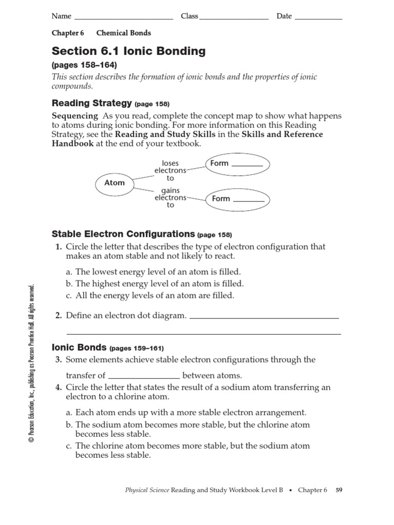 Ionic Bonding Worksheet Key