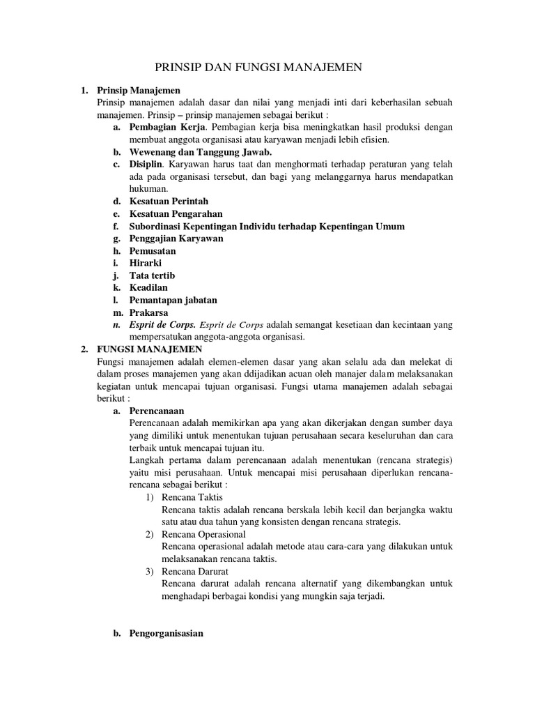 Prinsip Dan Fungsi Manajemen