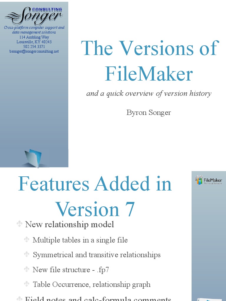 The Versions of Filemaker: and A Quick Overview of Version History ...