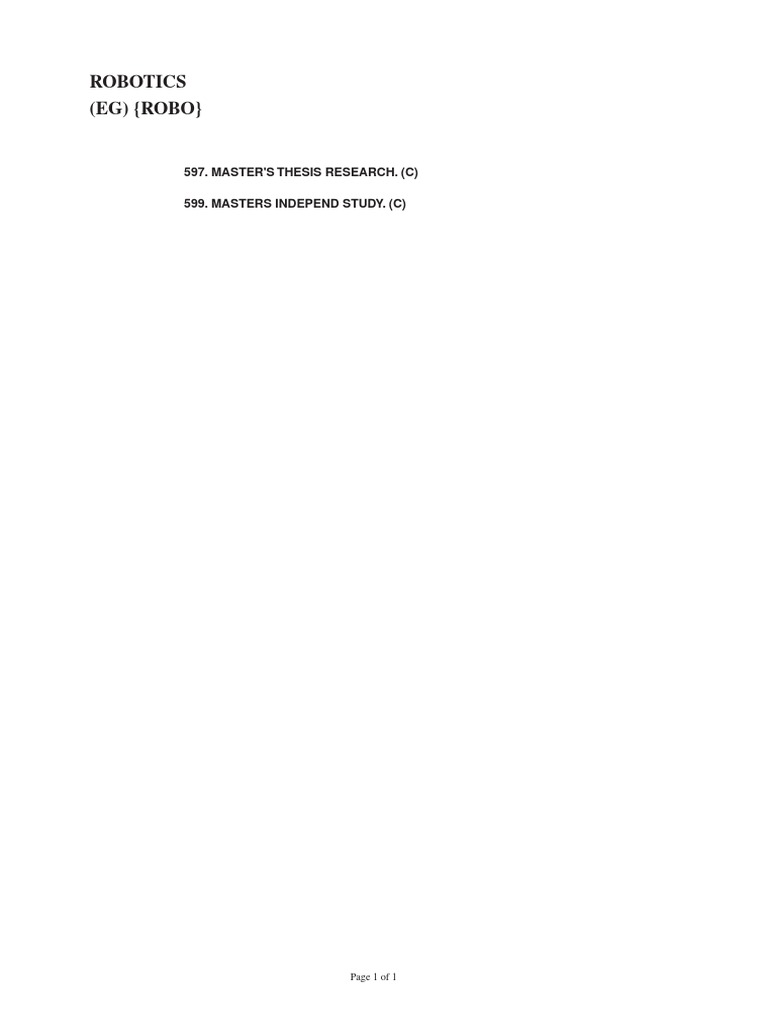 Master's Thesis on Robotics Research | PDF