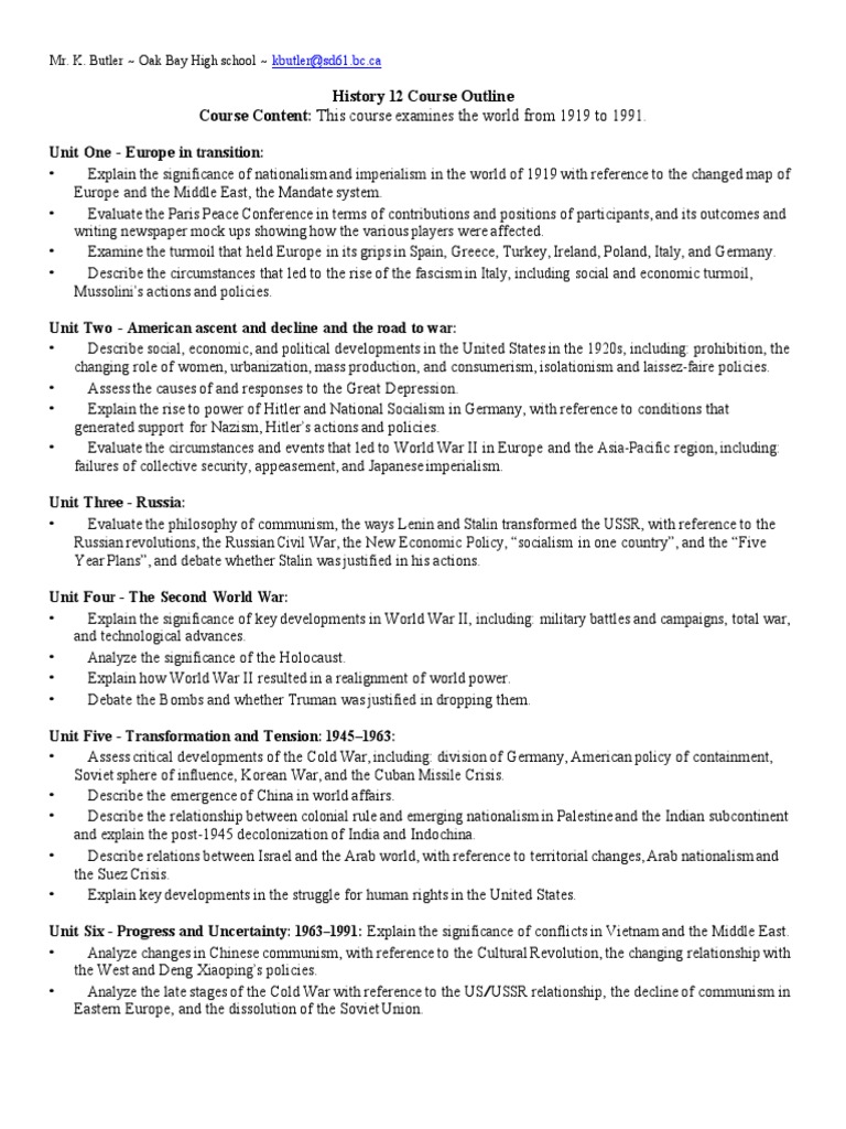 World history course description image