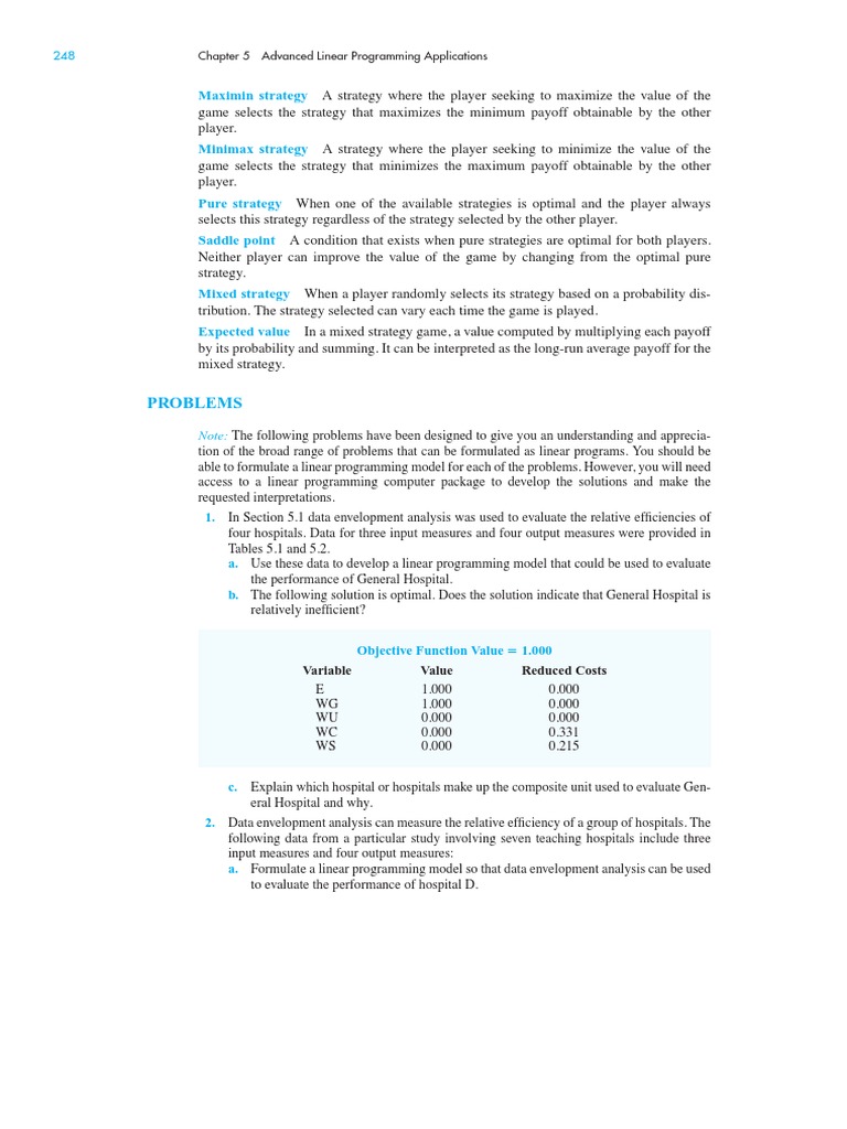 Game Theory Strategies and Linear Programming | PDF | Mathematical ...