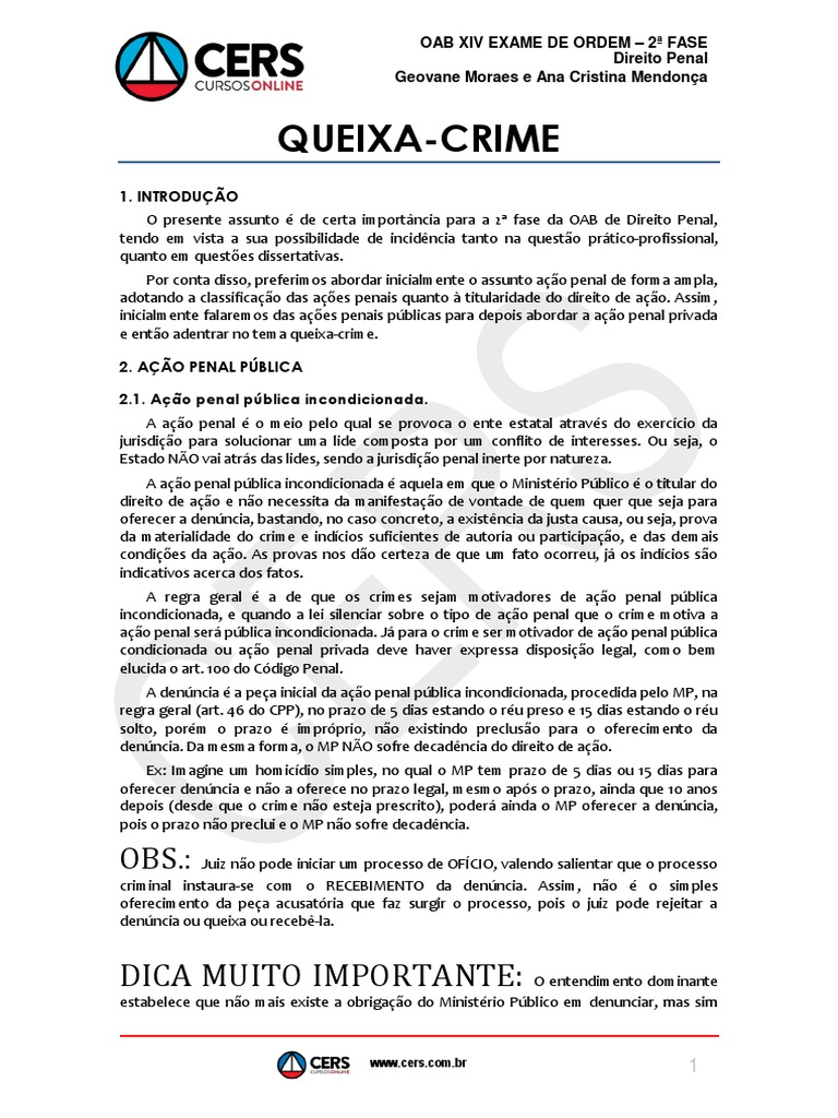 Queixa Crime  PDF