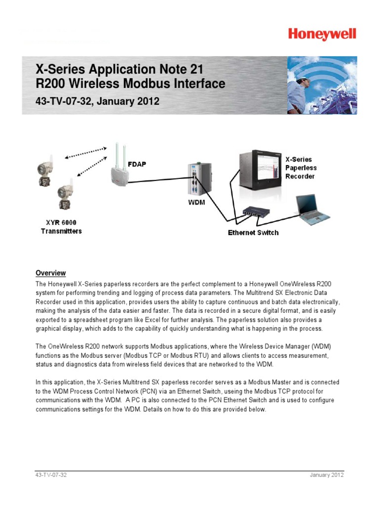 R200 Modbus Interface with X-Series Recorder | PDF