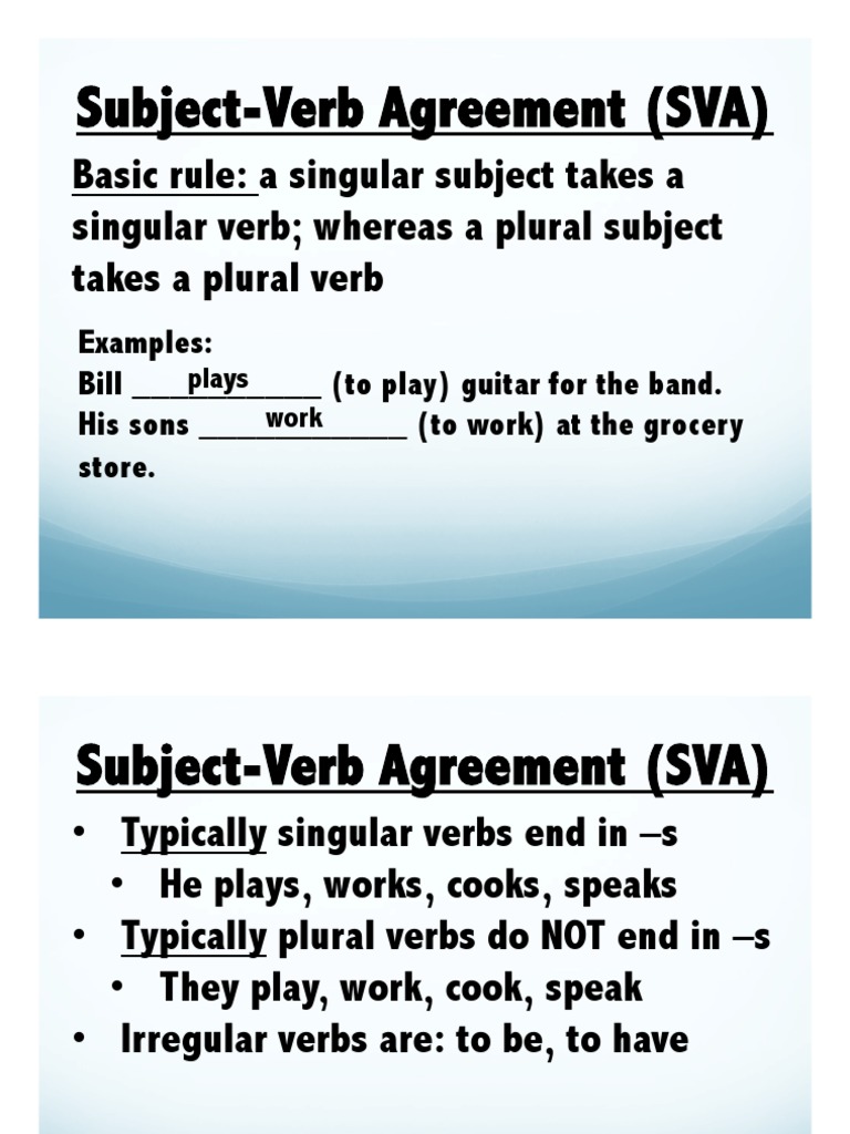 Subject Verb Agreement