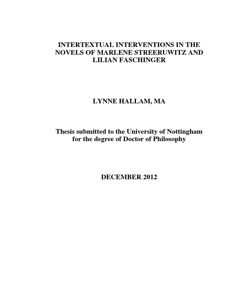 L Hallam Thesis Final, PDF, Intertextuality