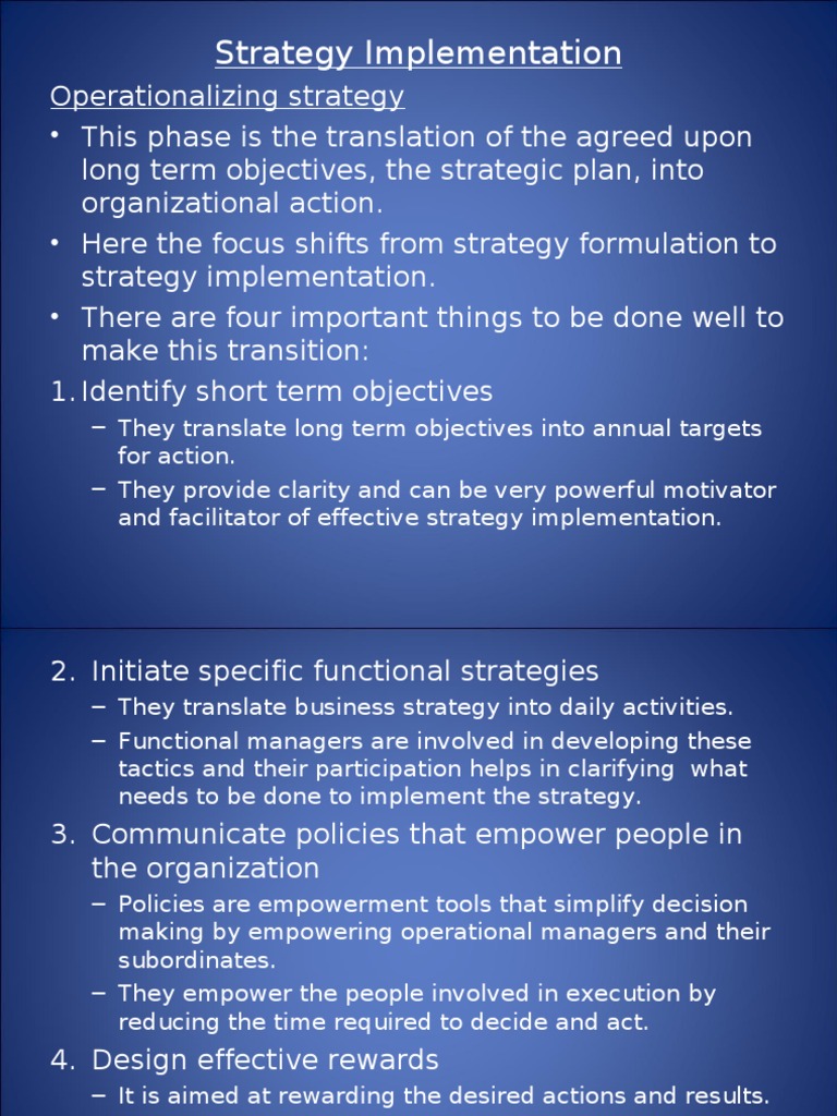 Effective Strategy Implementation Guide | PDF | Career & Growth | Business