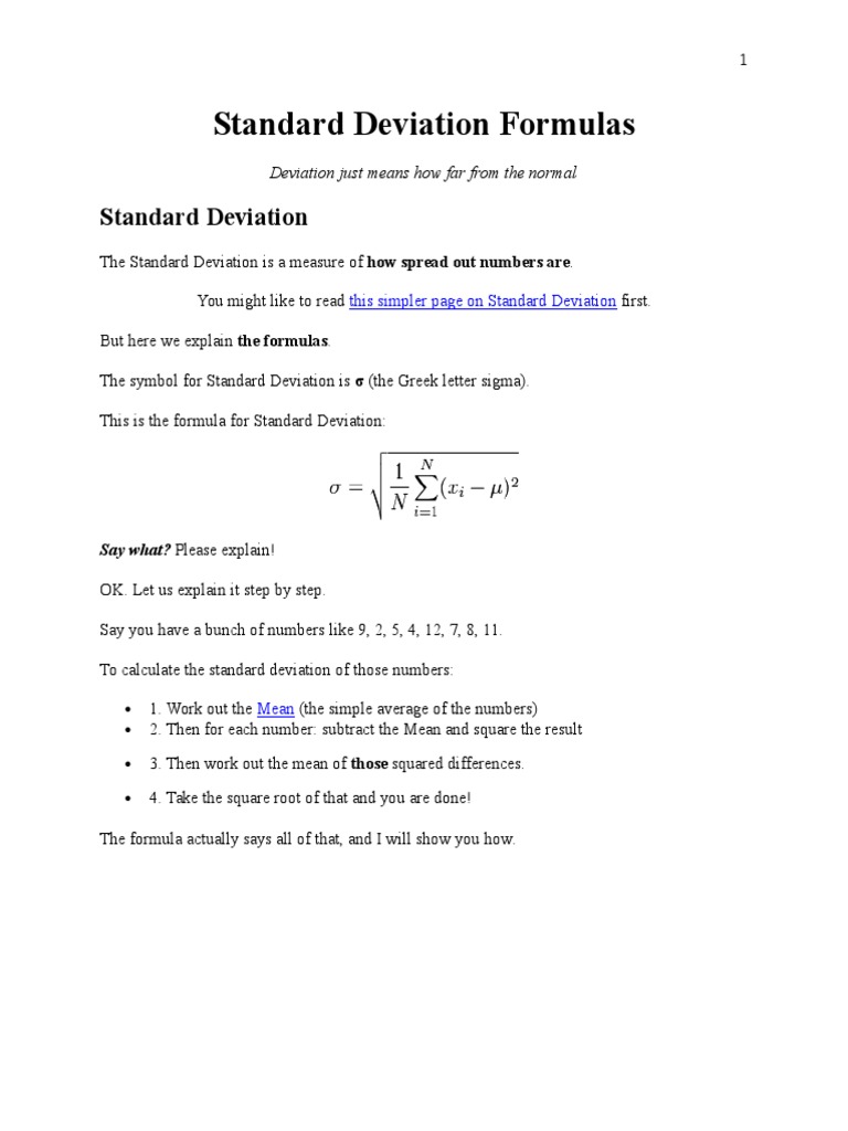 Questions on Standard Deviation Standard Deviation Physics