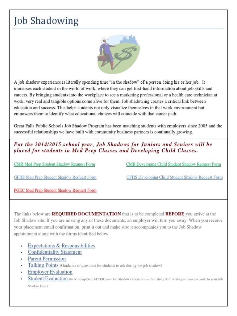 Great Falls Job Shadowing Program Guide | PDF | Confidentiality ...