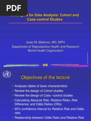 Lecture 08 Strategies For Data Analysis Cohort And Case Control Studies Relative Risk Cohort Study
