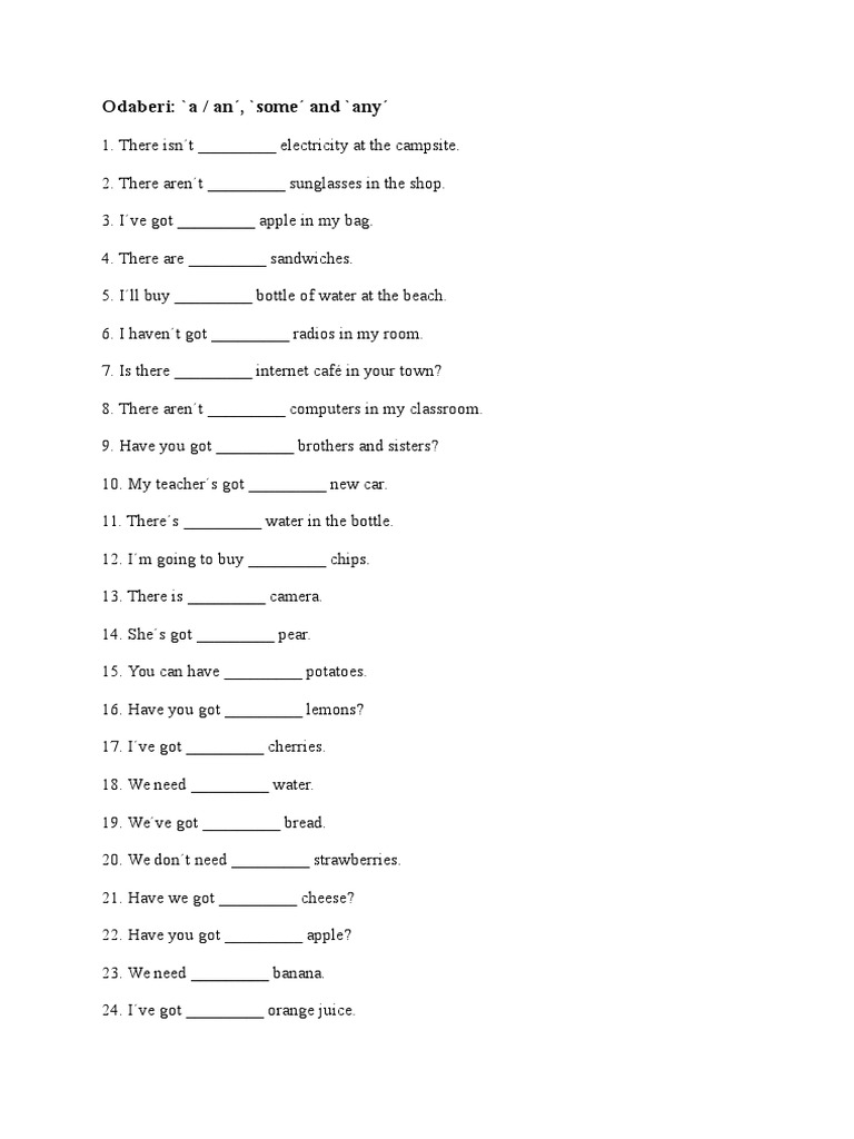 Using 'a', 'an', 'some', and 'any' | PDF | Self-Improvement | Wellness