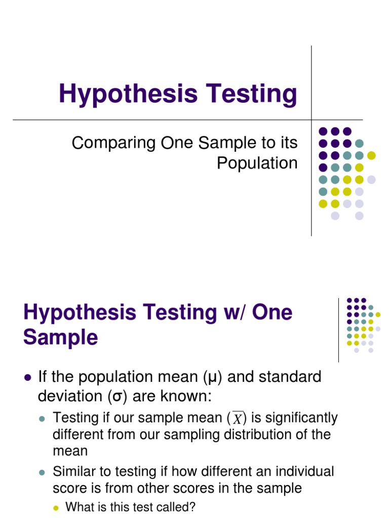 One Sample Hypothesis Testing PDF Statistical Hypothesis Testing