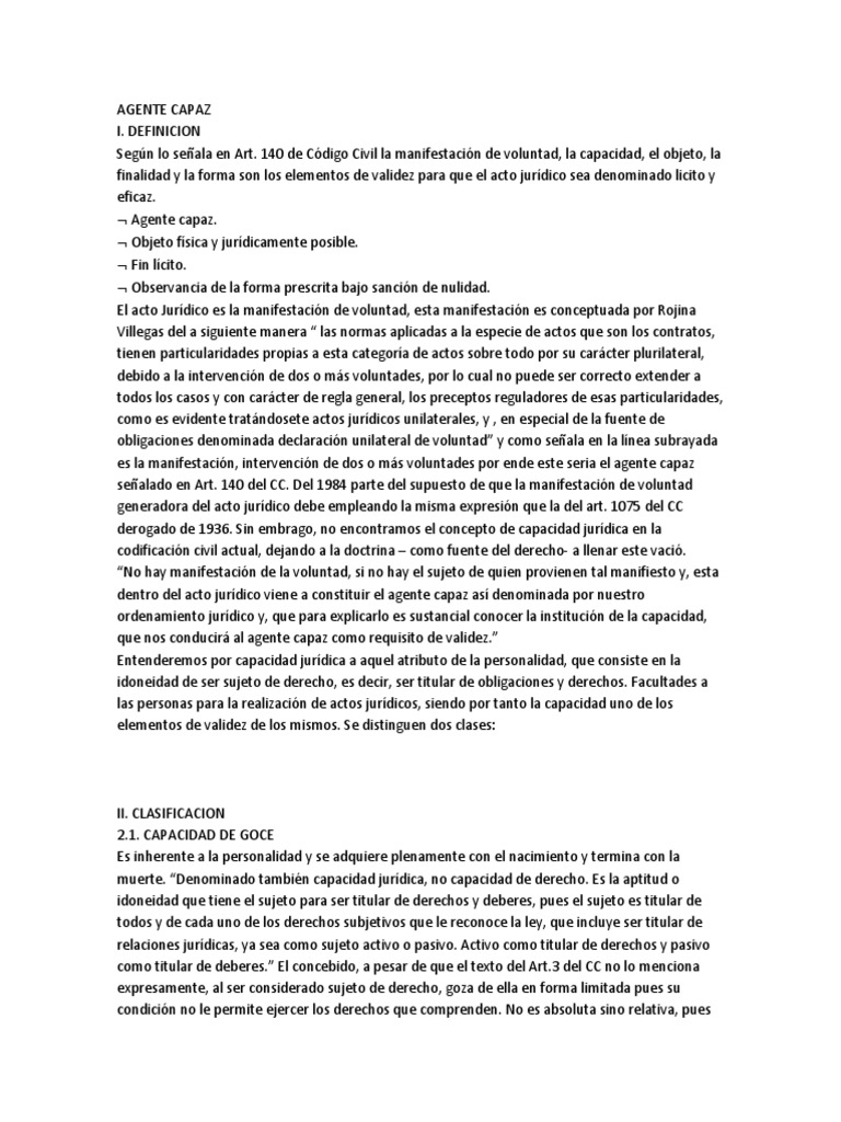 Definición de Agente Capaz en Derecho | PDF | Personalidad legal ...