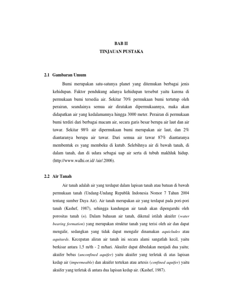 Tinjauan Pustaka kajian air bersih