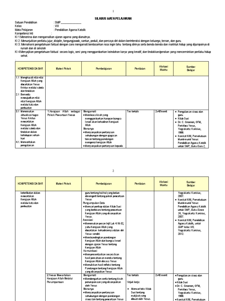 Silabus Pendidikan Agama Katolik dan Budi Pekerti - SMP ...
